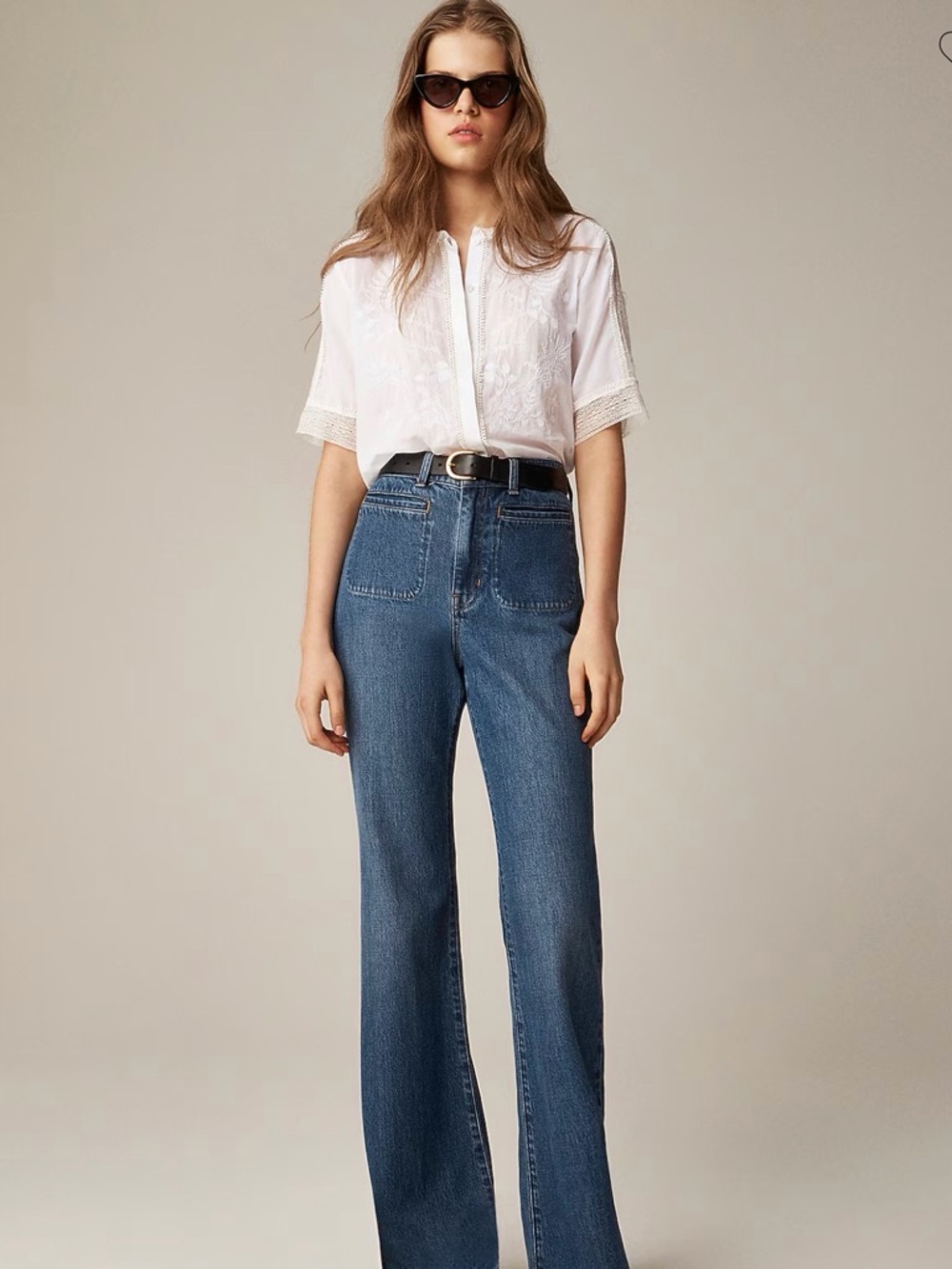 J. Crew Vintage Flare Jeans Size 33 Lexy Kay Wash Front Patch Pockets NWT